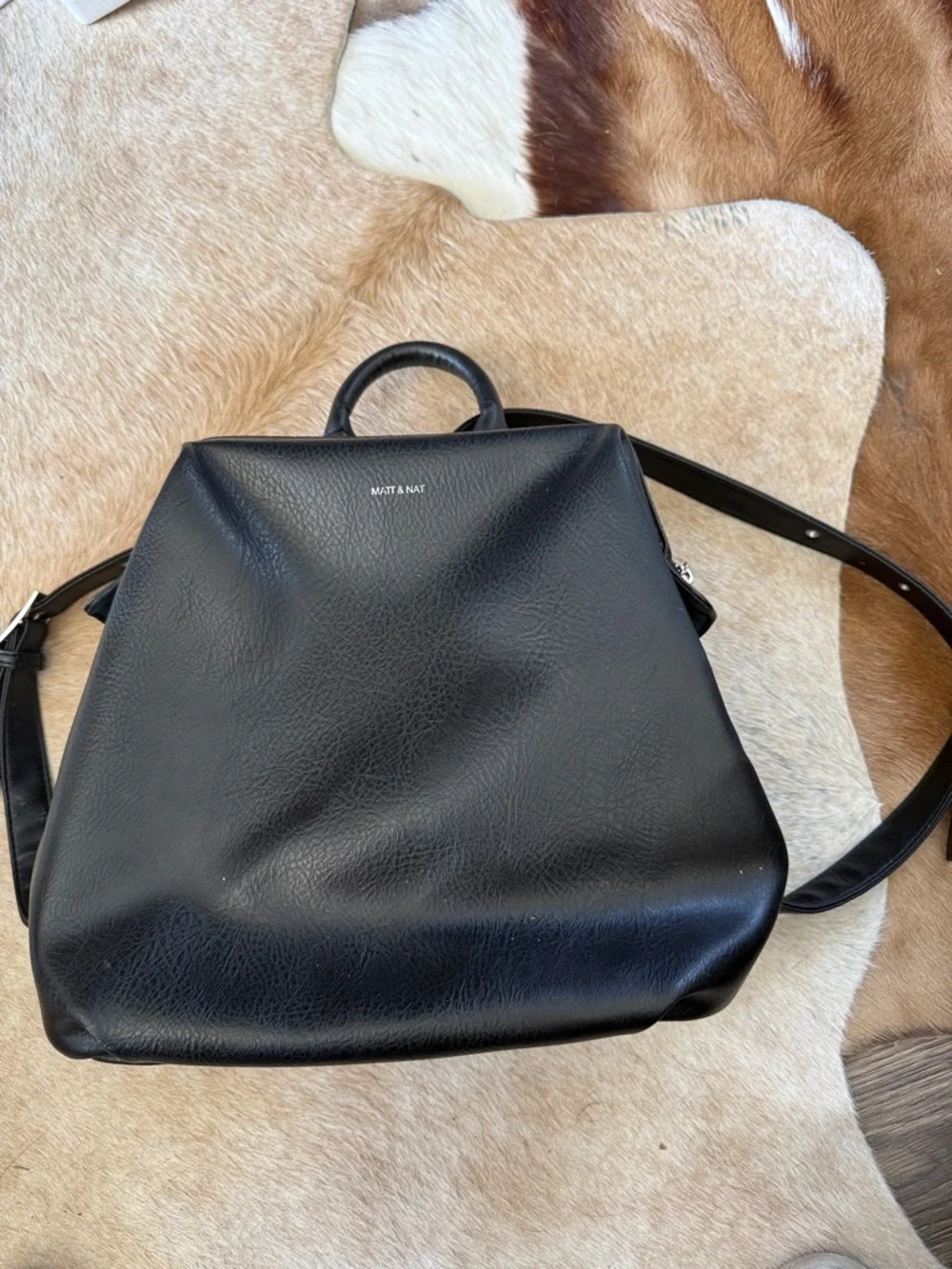 Matt & Nat Black Convertible Vegan Leather Backpack Tote Stylish Matt & Nat